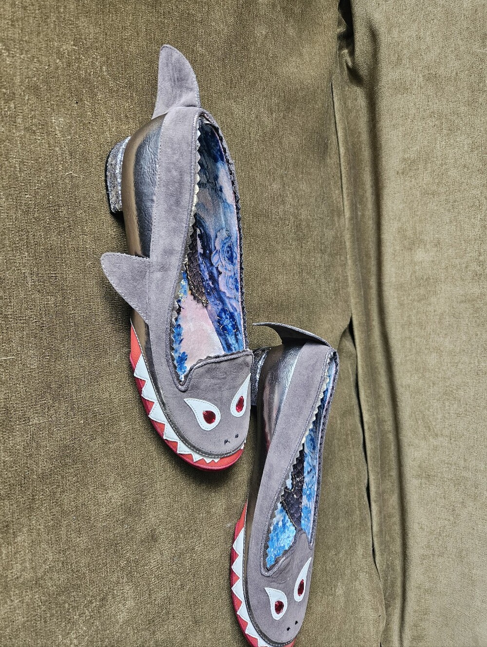 Irregular Choice Mr Shark-o Shark Flats Sharko Glitter Slip On Size 42 US 11 - Picture 4 of 8